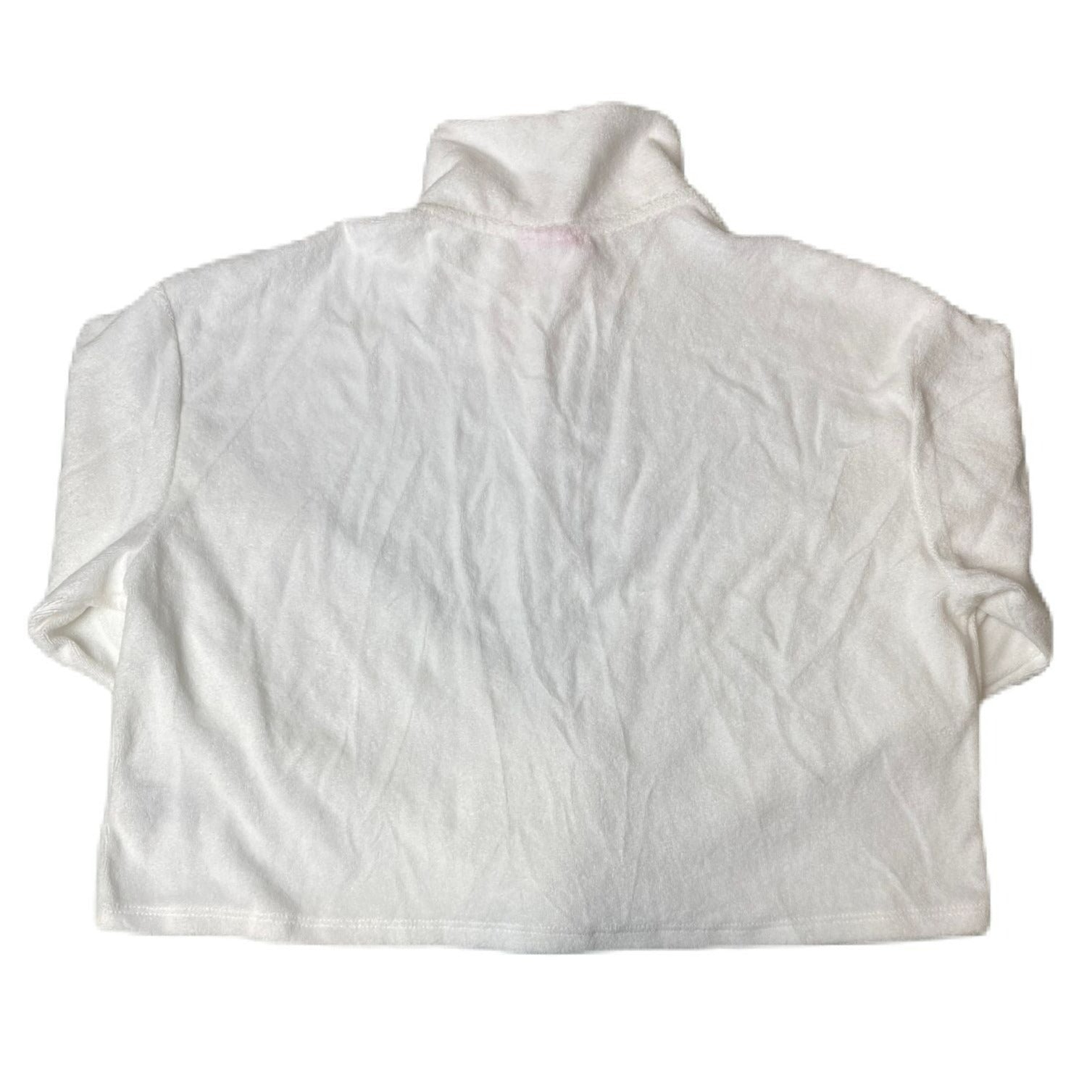 Women's White Long Sleeve Terry Cloth Cropped Shirt - S