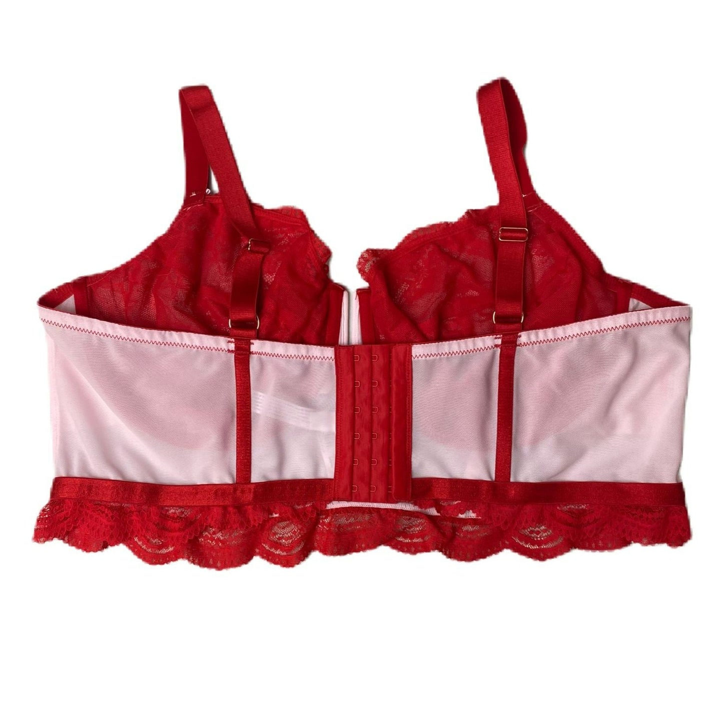 Women's Red and Pink Lingerie Bra - 2X