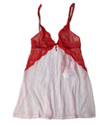 Women's Red and Pink Pajama Dress and Thong Set - M