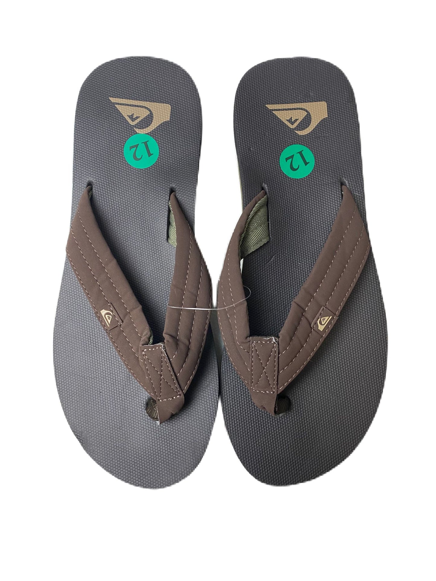 Men's Black and Brown Thong Sandals - 12