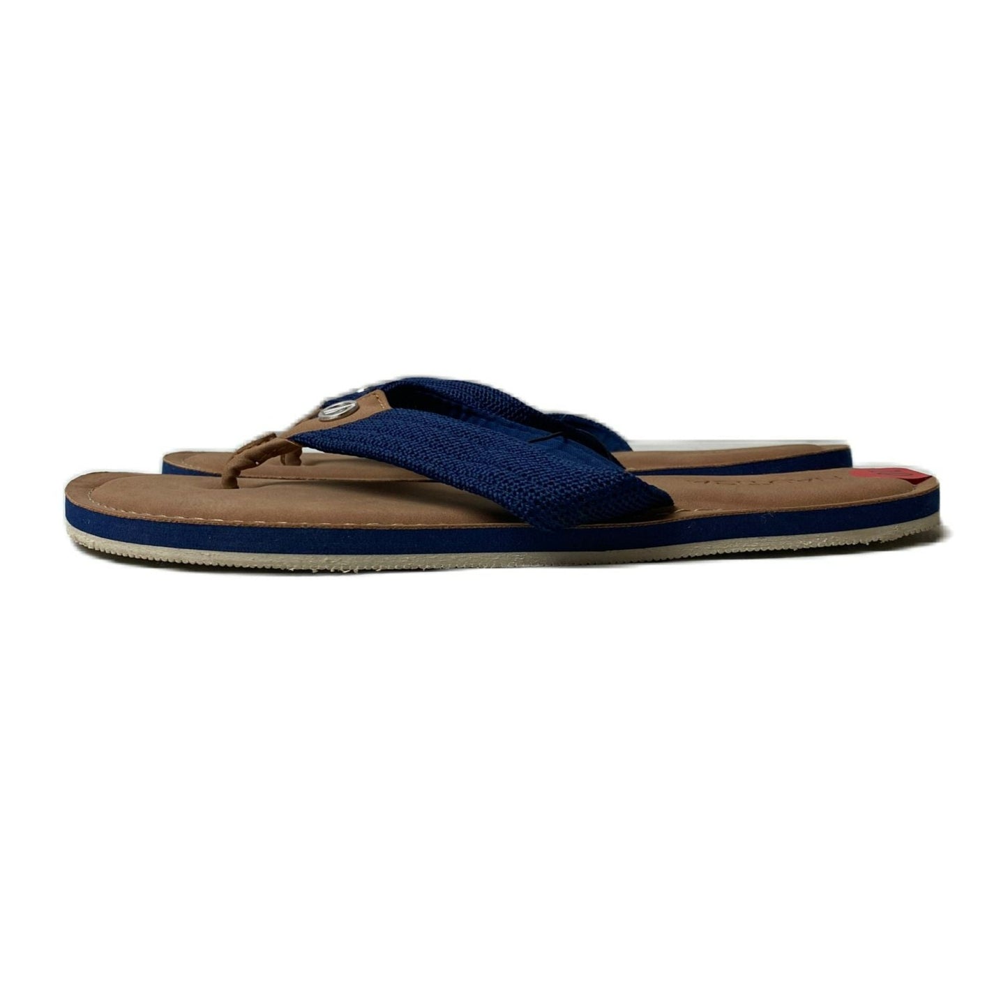 Women's Brown and Navy Thong Sandals - 10