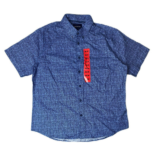 Men's Blue Short Sleeve Button-Up - M