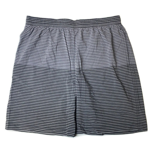 Men's Grey & Black Striped Zipper Back Pocket Swim Short