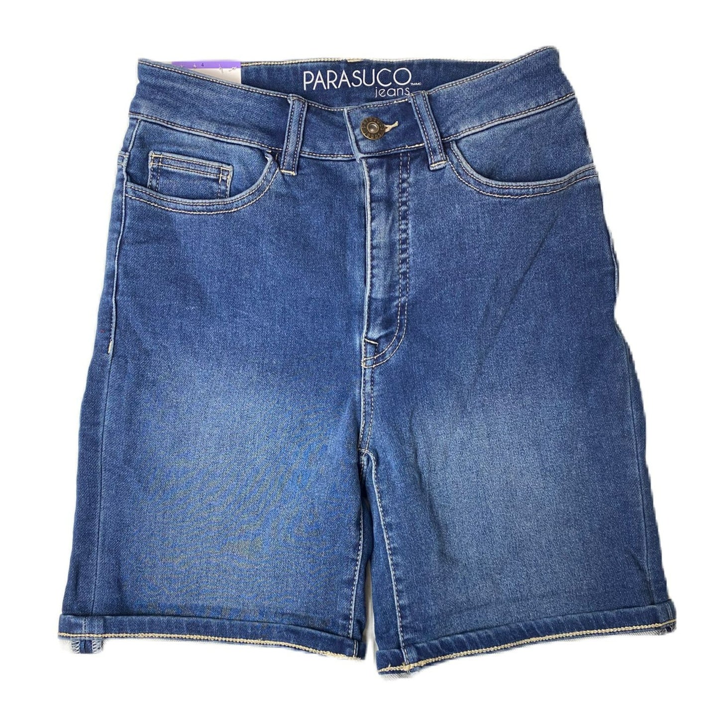 Women's Blue Cuffed Mid-Rise Jeans Shorts - 4