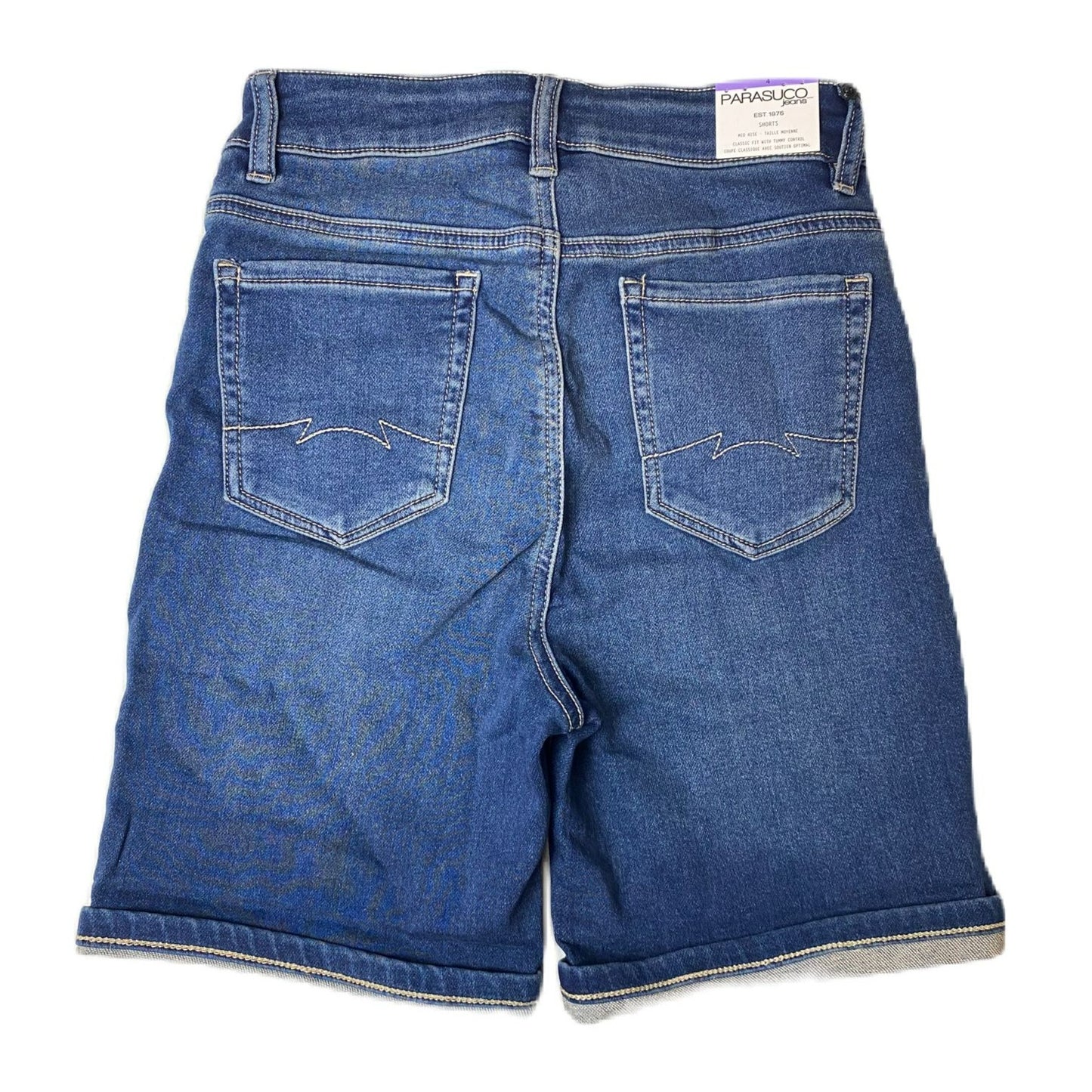 Women's Blue Cuffed Mid-Rise Jeans Shorts - 4