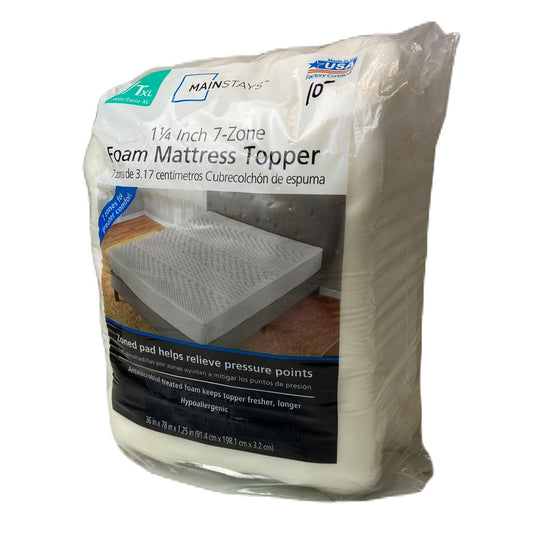 Mainstays 1.25" 7-Zone Foam Mattress Topper - Twin/Twin-XL