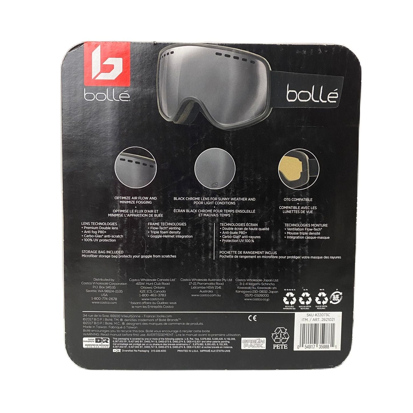 Bolle Black Small Fit Snow Goggles