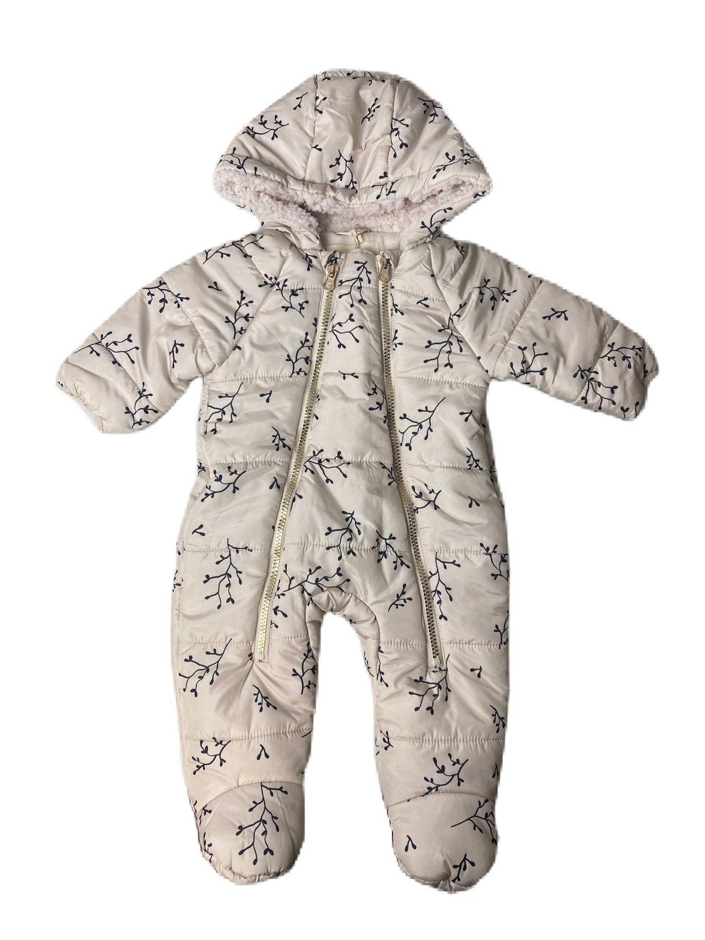 JS Baby Girl Cream Snowsuit - 3/6M