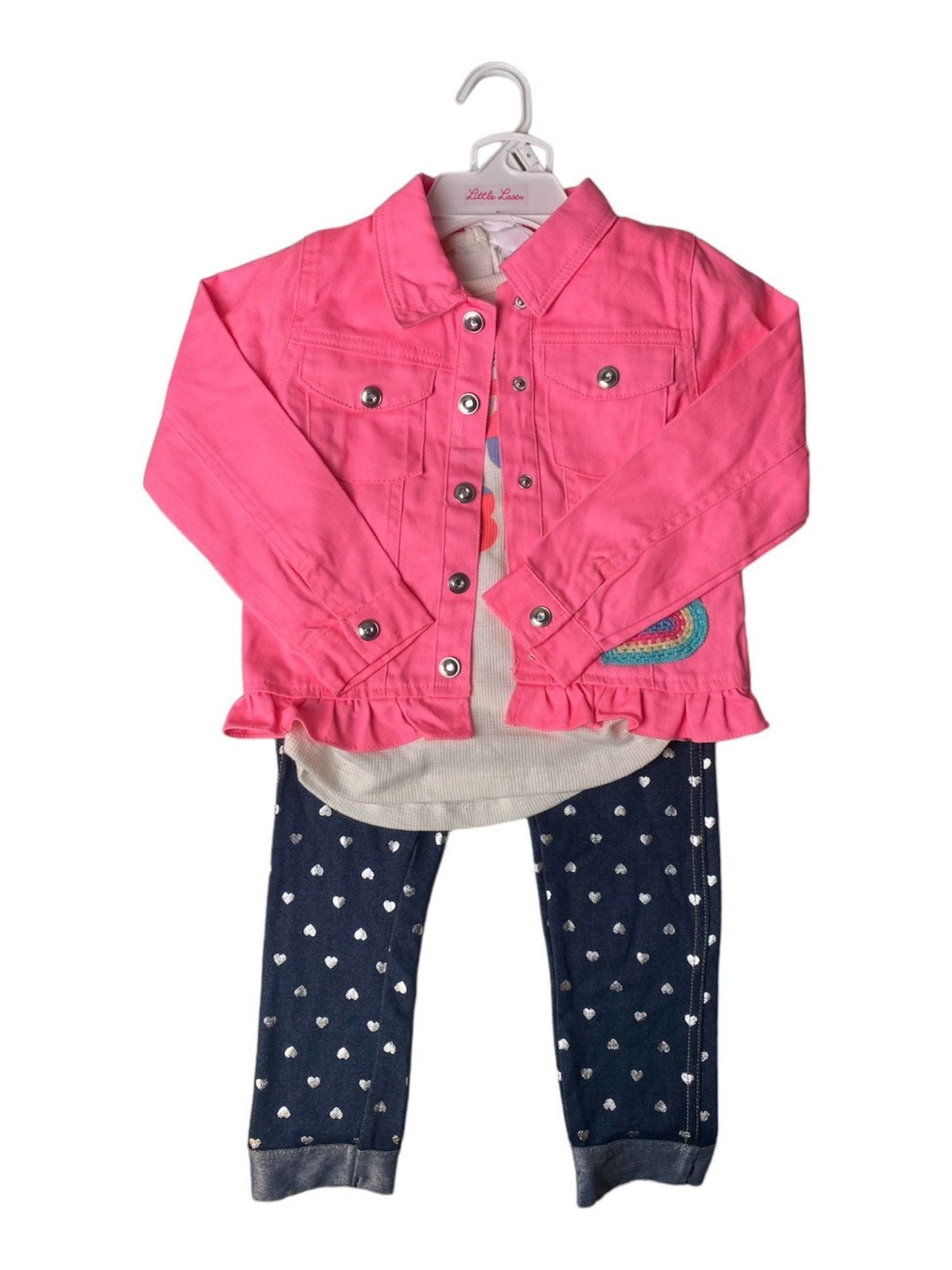 LL Girls Pink Jeans Jacket 3-Piece Set - 6