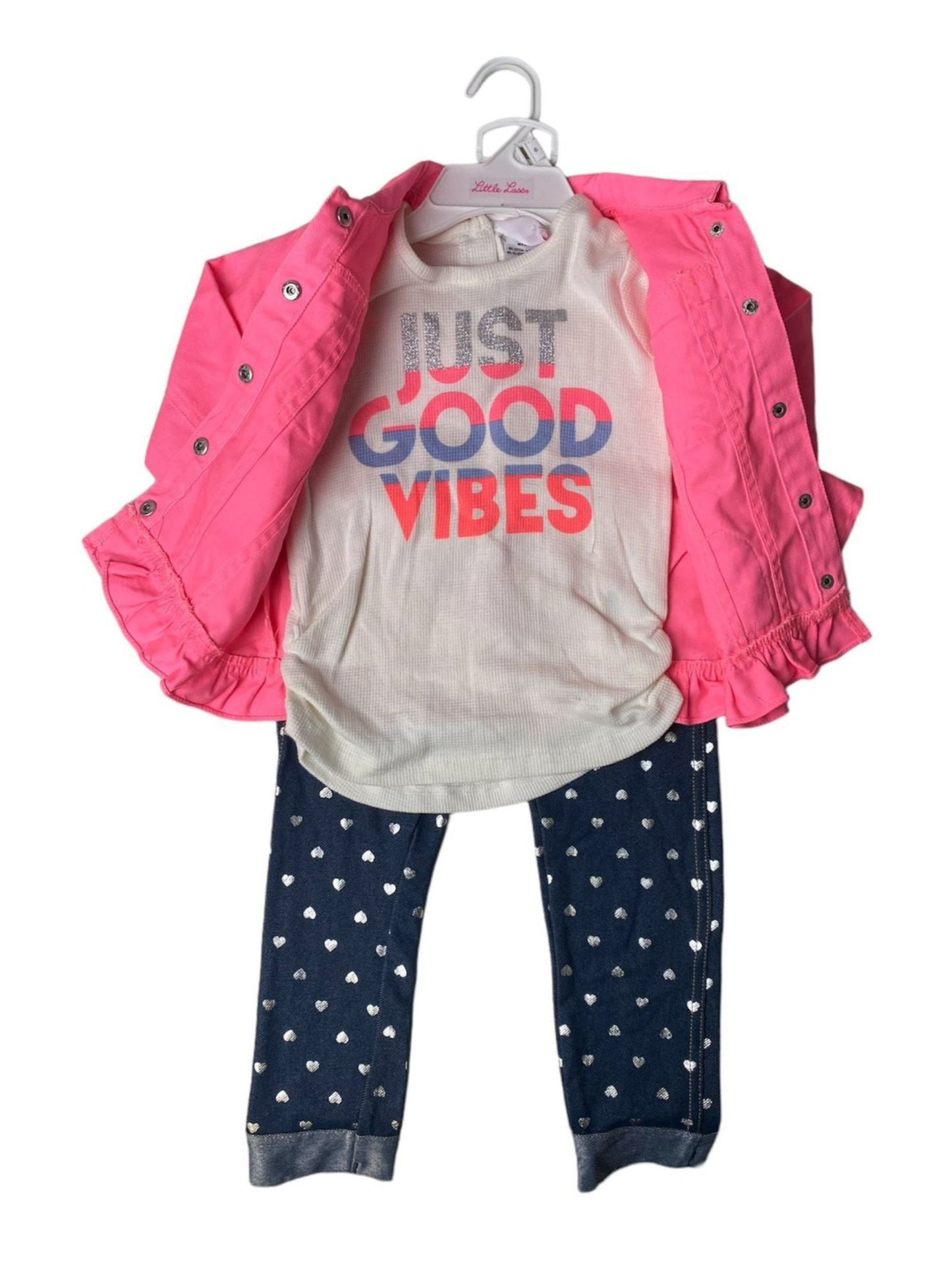 LL Girls Pink Jeans Jacket 3-Piece Set - 6