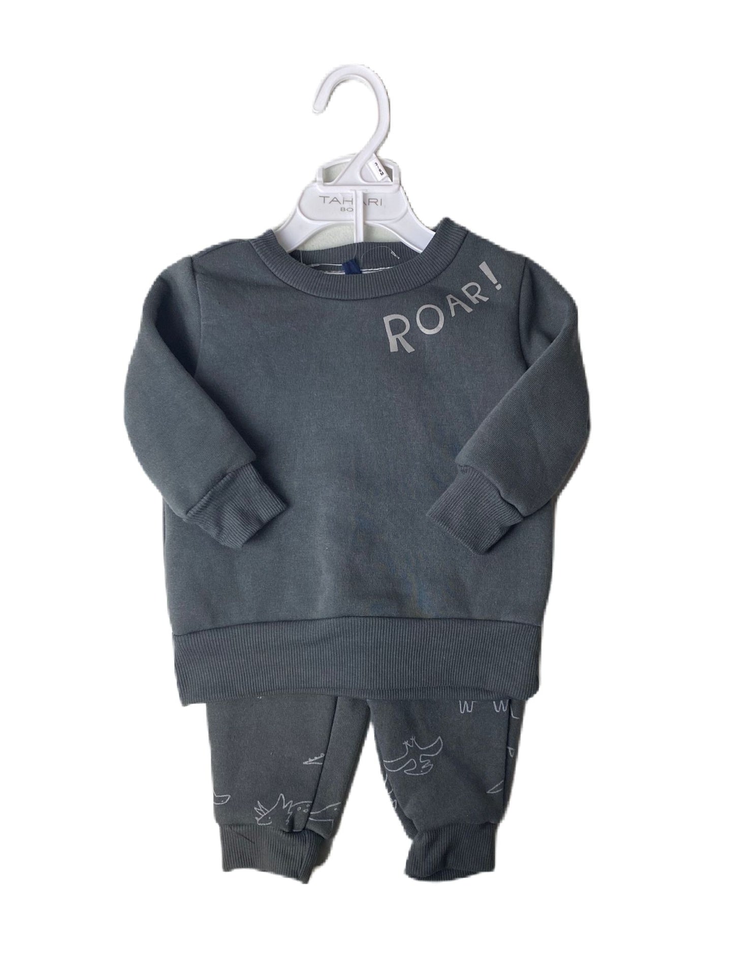 Baby Boys Grey Dinosaur 2-Piece Set - 3-6M