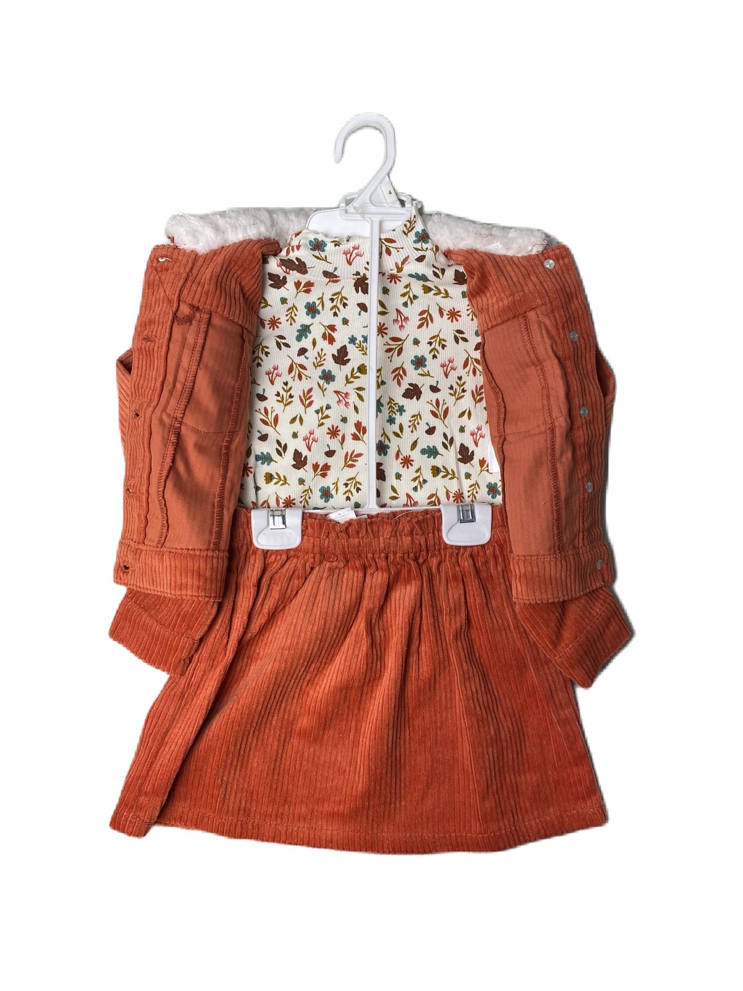 Girls Burnt Orange 3-Piece Skirt Set - XS (4)