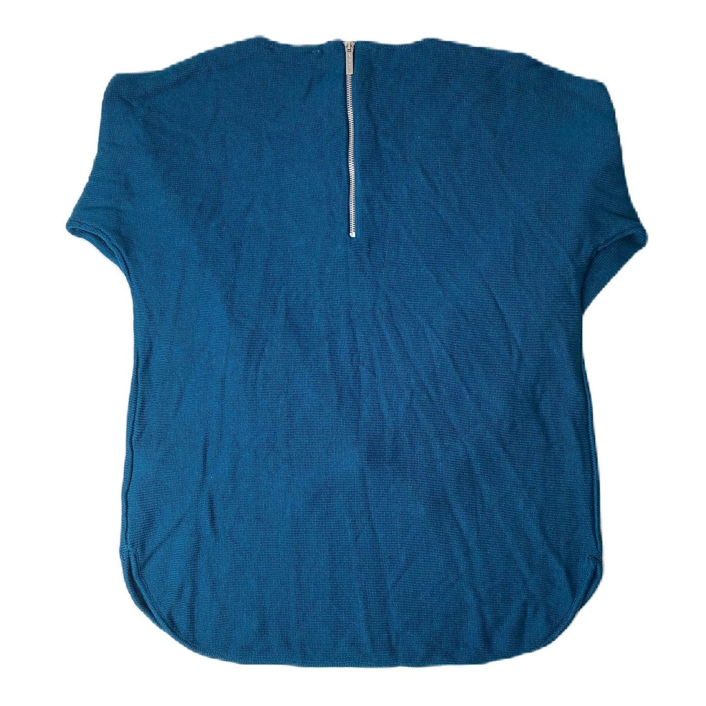 MK Women's Luxe Teal Knit Long Sleeve Zipper Back Shirt - S