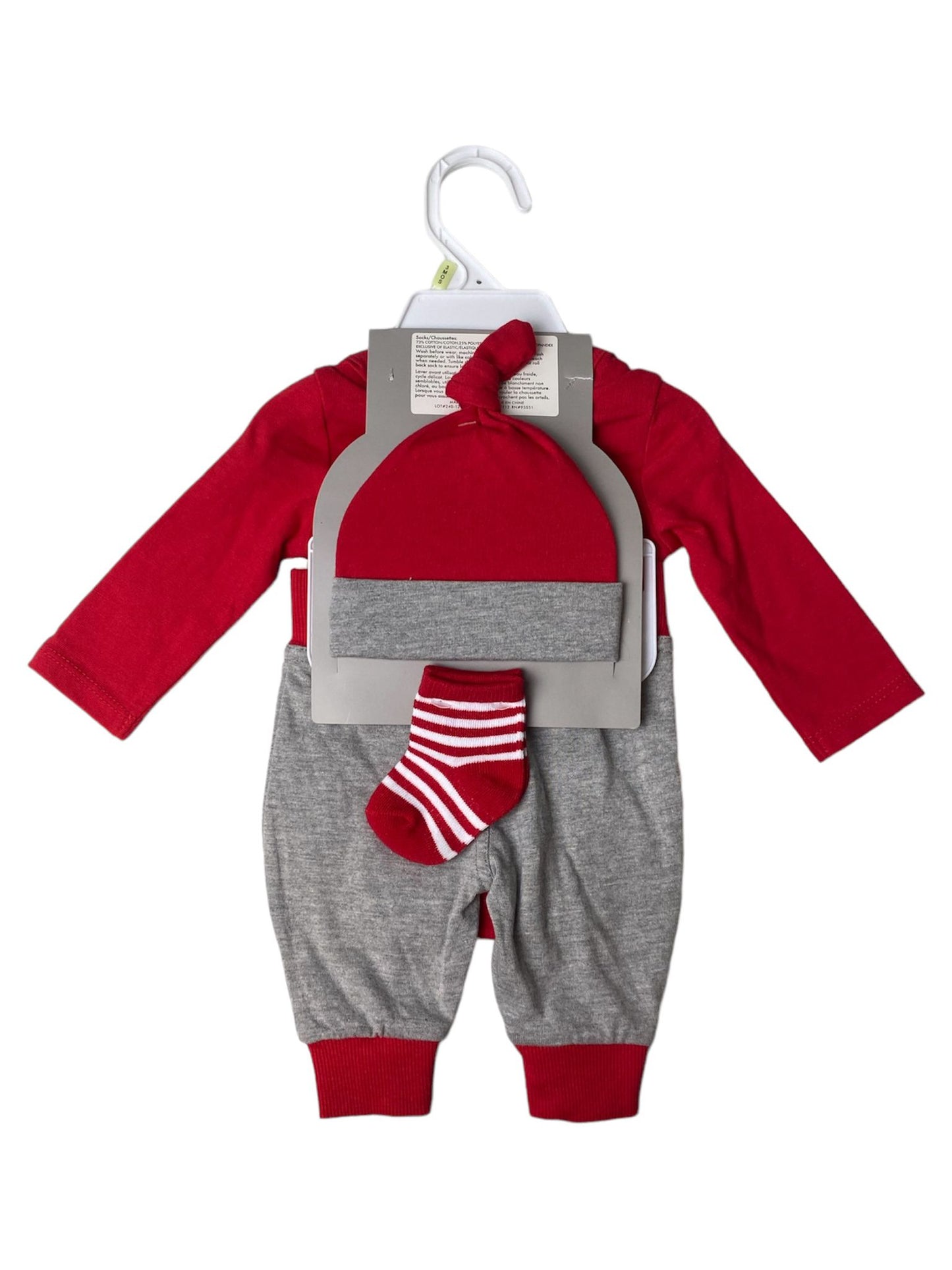 Baby Boys Red and Grey 4-Piece Set - 3M