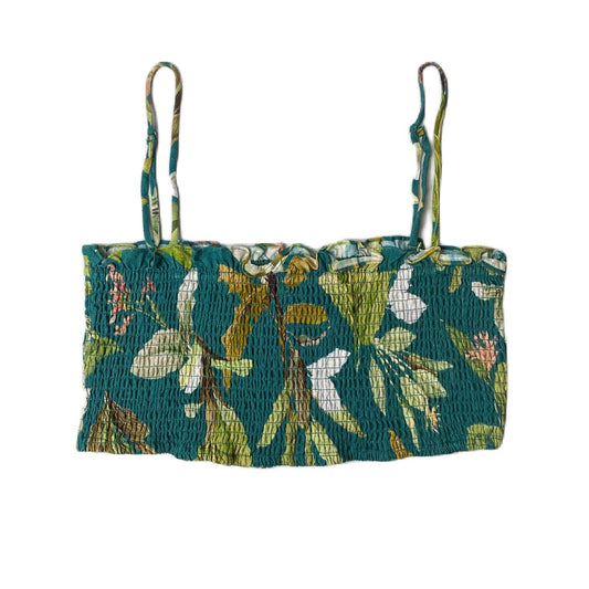 OPT Women's Green Flower Shirred Tube Top W/ Straps - L