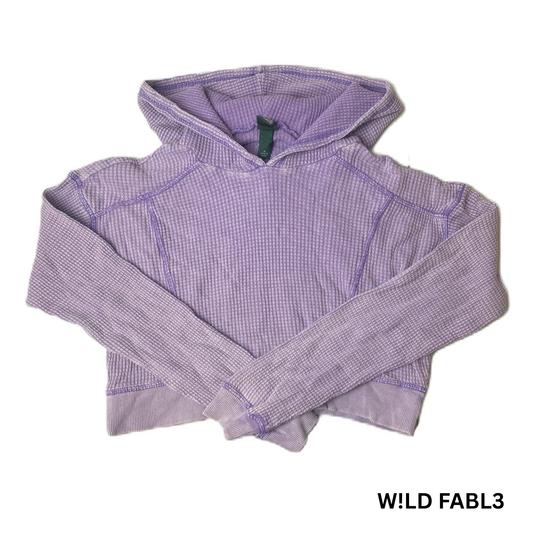 Women's Purple Wash Cropped Long Sleeve Hooded Shirt