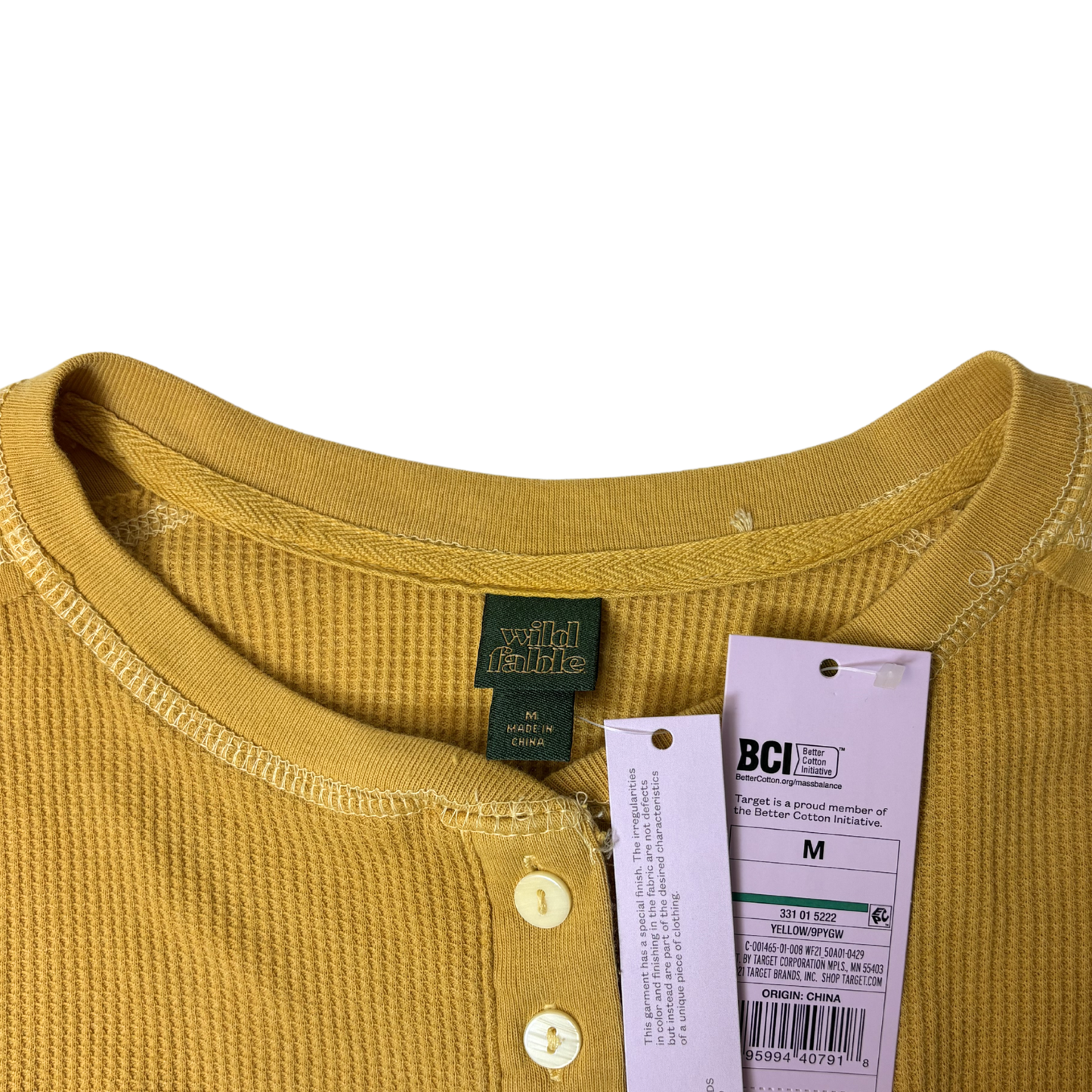 Women's Yellow Cropped Long Sleeve Shirt - M