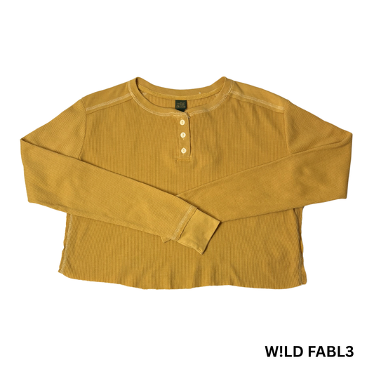 Women's Yellow Cropped Long Sleeve Shirt - M
