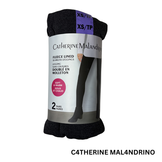 Women’s 2-Pack Fleece Lined Seamless Leggings – Black & Charcoal – Size XS