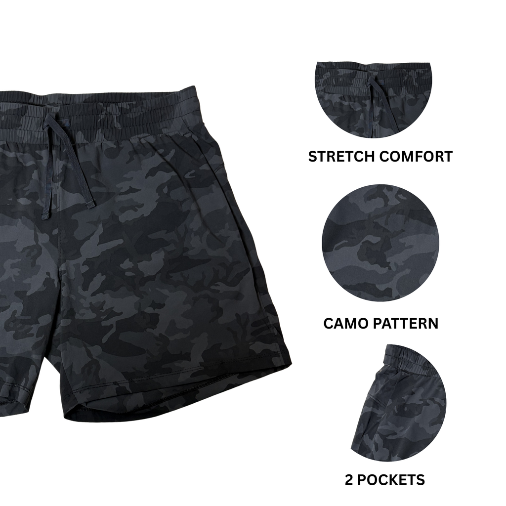 Women’s Black Camo Athletic Shorts – Size L