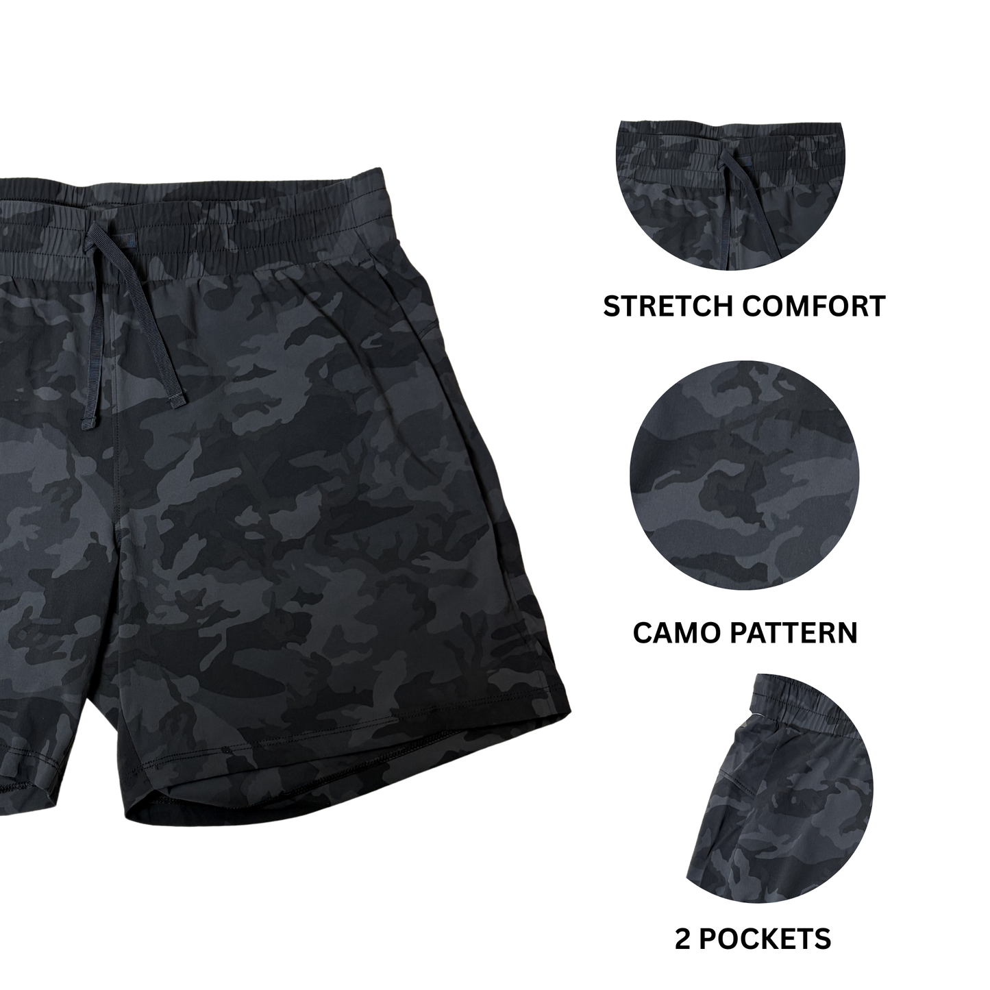 Women’s Black Camo Athletic Shorts – Size L