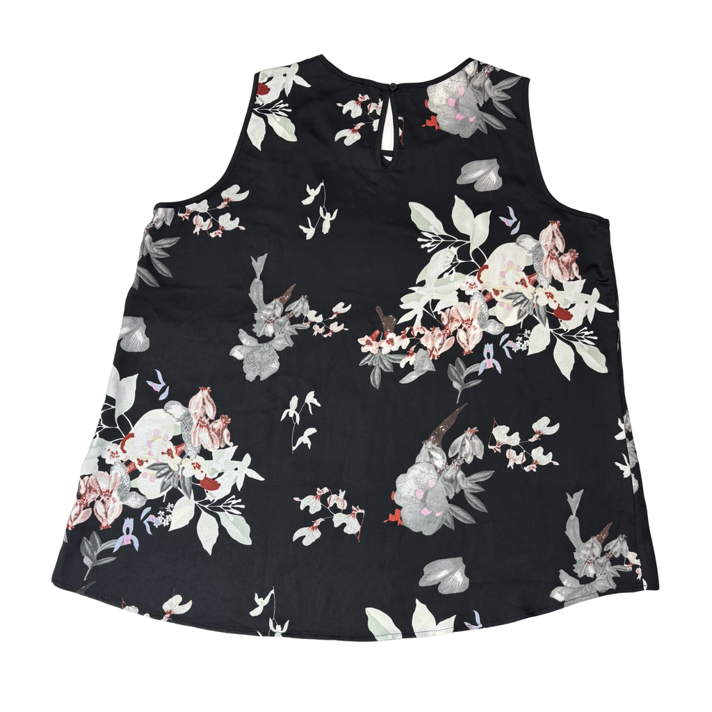 Women’s Black Floral Sleeveless Blouse – Size XL