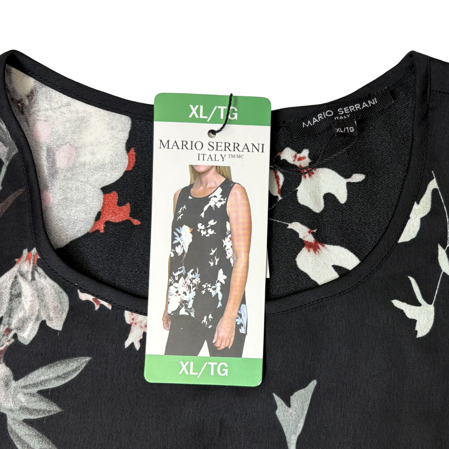 Women’s Black Floral Sleeveless Blouse – Size XL