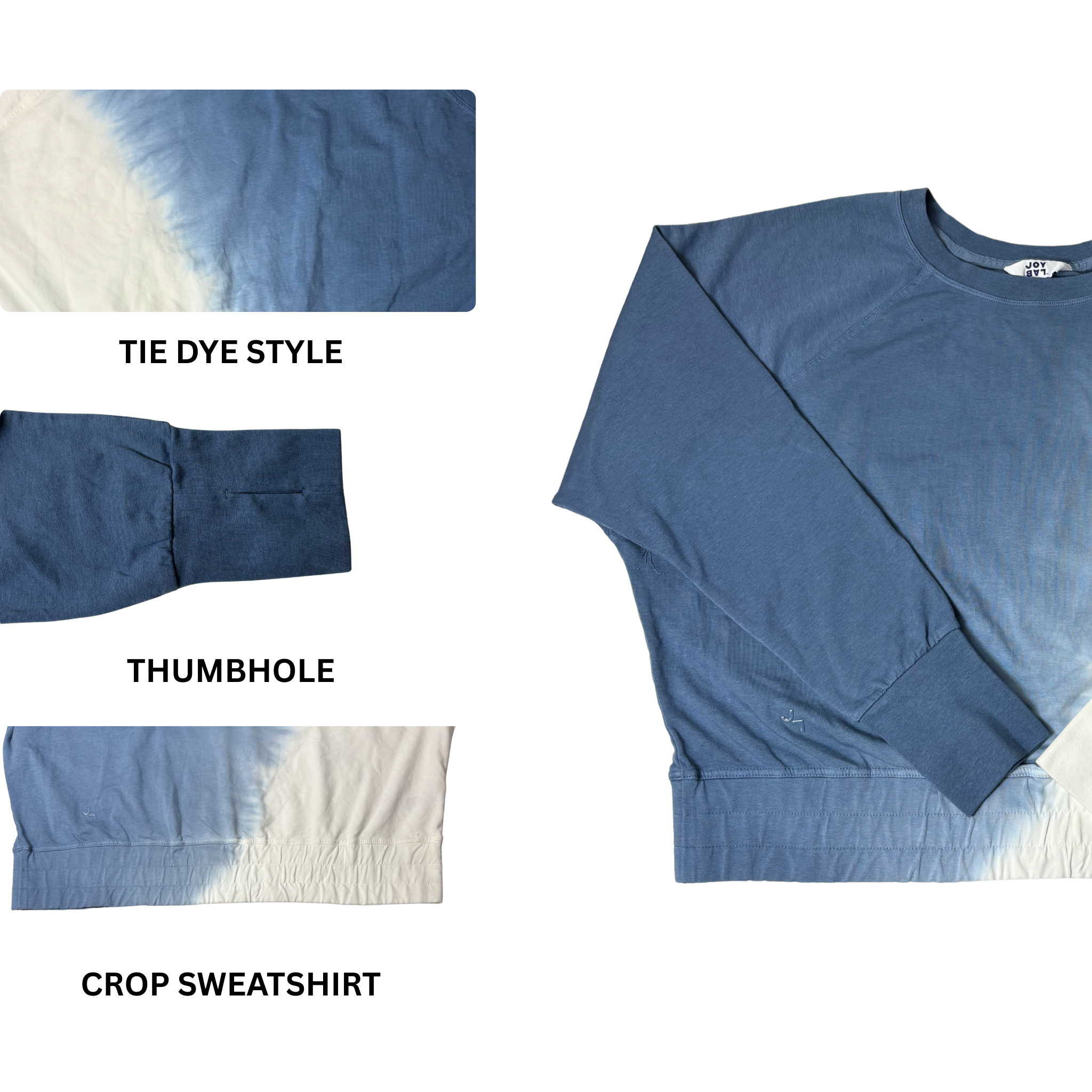 Women's Blue Long Sleeve Cropped Fit Sweatshirt - XL