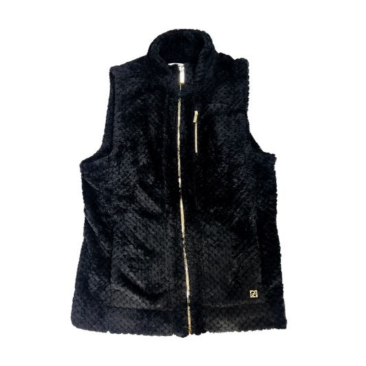 Women's CK Faux Fur Vest, Black, Size S