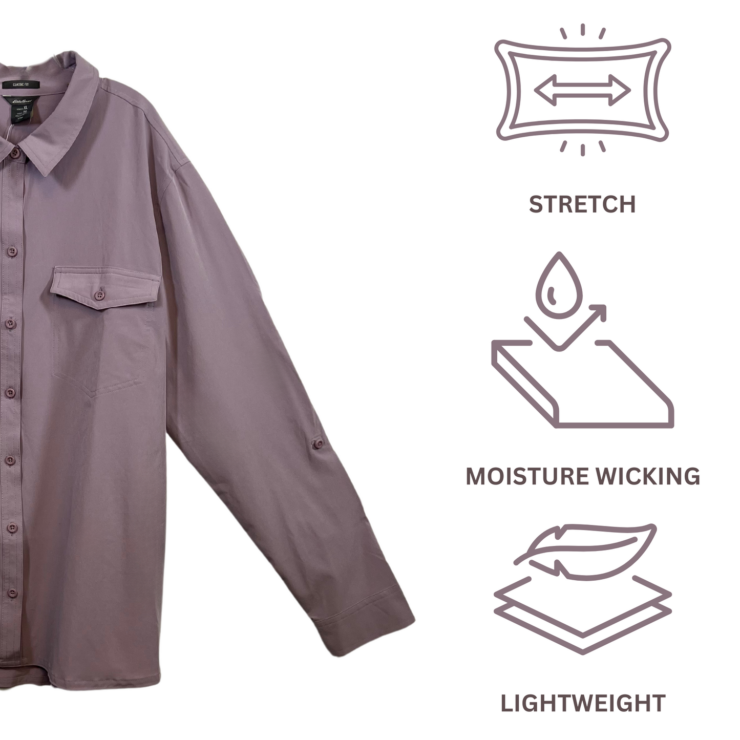 Women's Departure Shirt - Size XL, Purple, Stretch & Moisture-Wicking