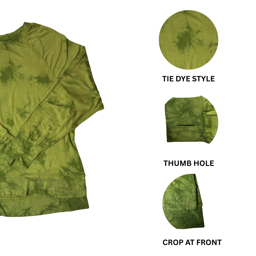 Women's Green Long Sleeve Overdye High-Low Shirt