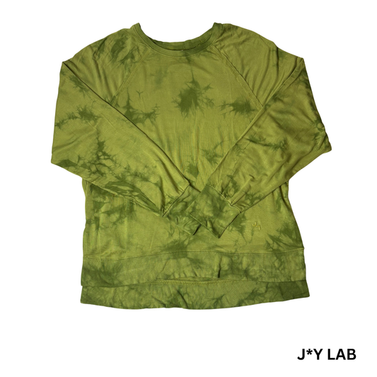 Women's Green Long Sleeve Overdye High-Low Shirt