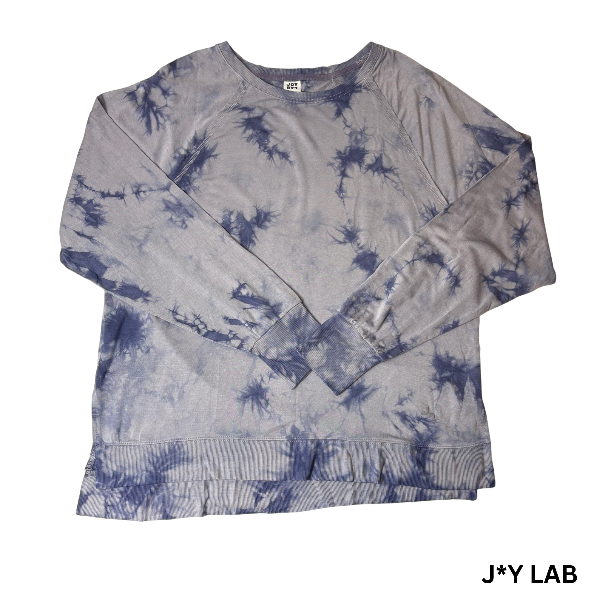 Women's Blue Long Sleeve Overdye High-Low Shirt