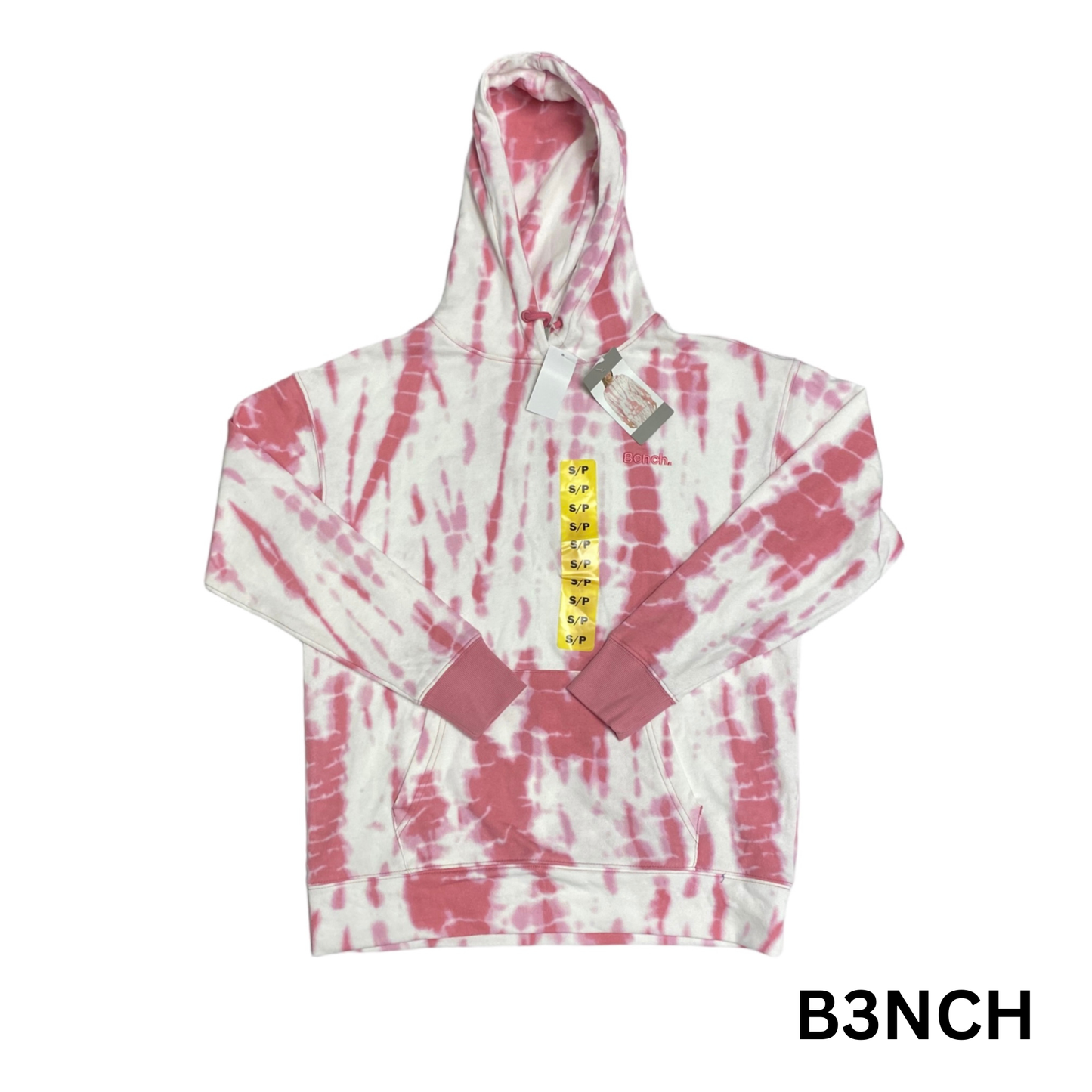 Women's Pink and White Pullover Hoodie - S