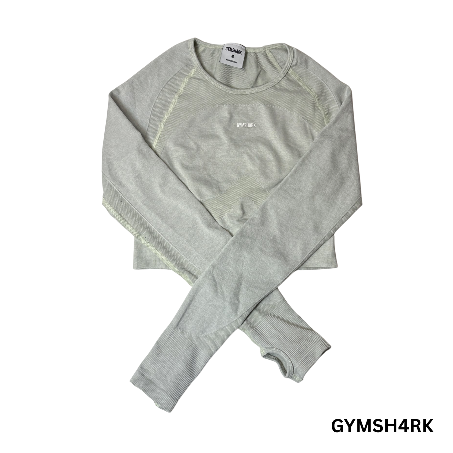 Women’s Soft Lime Green Long Sleeve Crop Top – Size M – Activewear