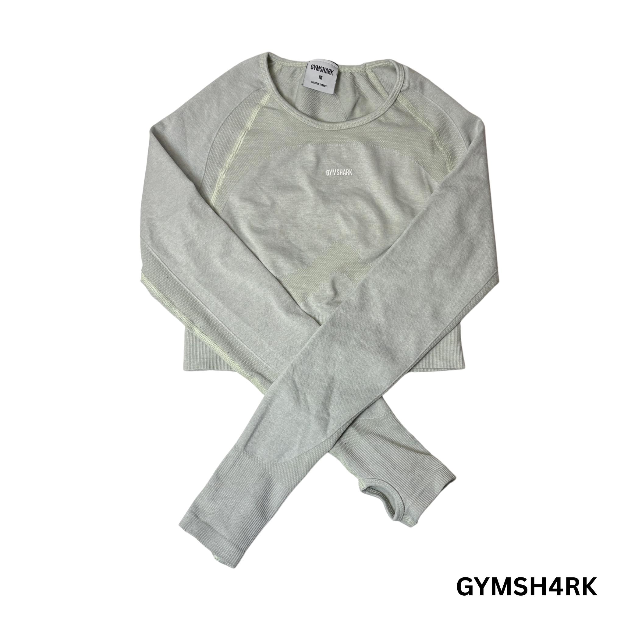 Women’s Soft Lime Green Long Sleeve Crop Top – Size M – Activewear