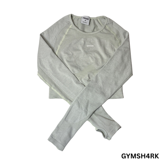 Women’s Soft Lime Green Long Sleeve Crop Top – Size M – Activewear