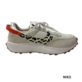 Women’s Waffle Debut White/Sail Sneakers with Orange & Animal Print – Size 9