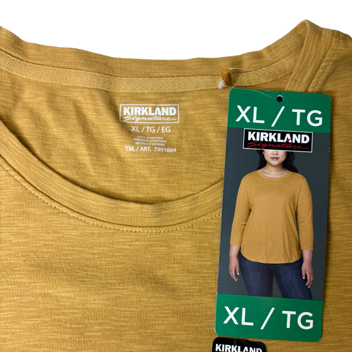 Women’s Yellow 3/4 Sleeve Cotton Slub T-Shirt – Size XL