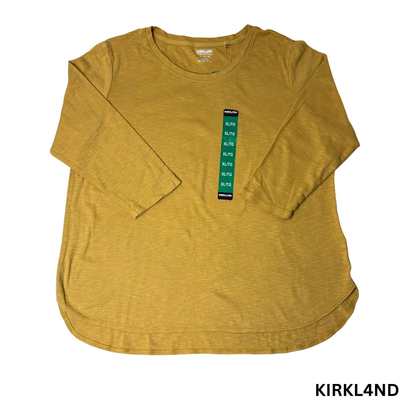 Women’s Yellow 3/4 Sleeve Cotton Slub T-Shirt – Size XL