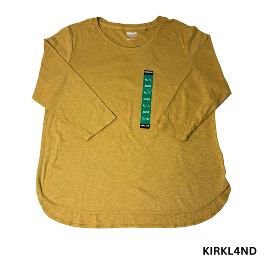 Women’s Yellow 3/4 Sleeve Cotton Slub T-Shirt – Size XL