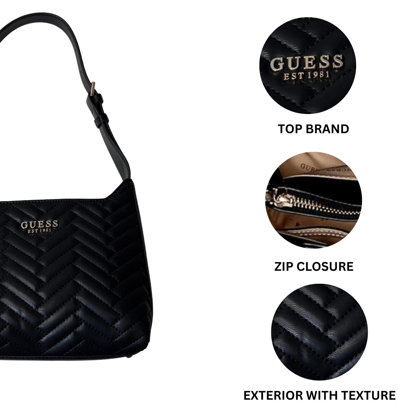 Women’s Anning Shoulder Bag – Black/Dark Taupe Faux Leather