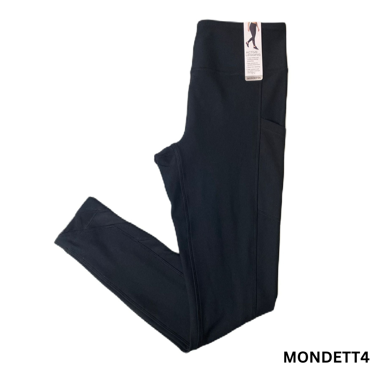 Women's Black Ankle Mesh Active Leggings - S