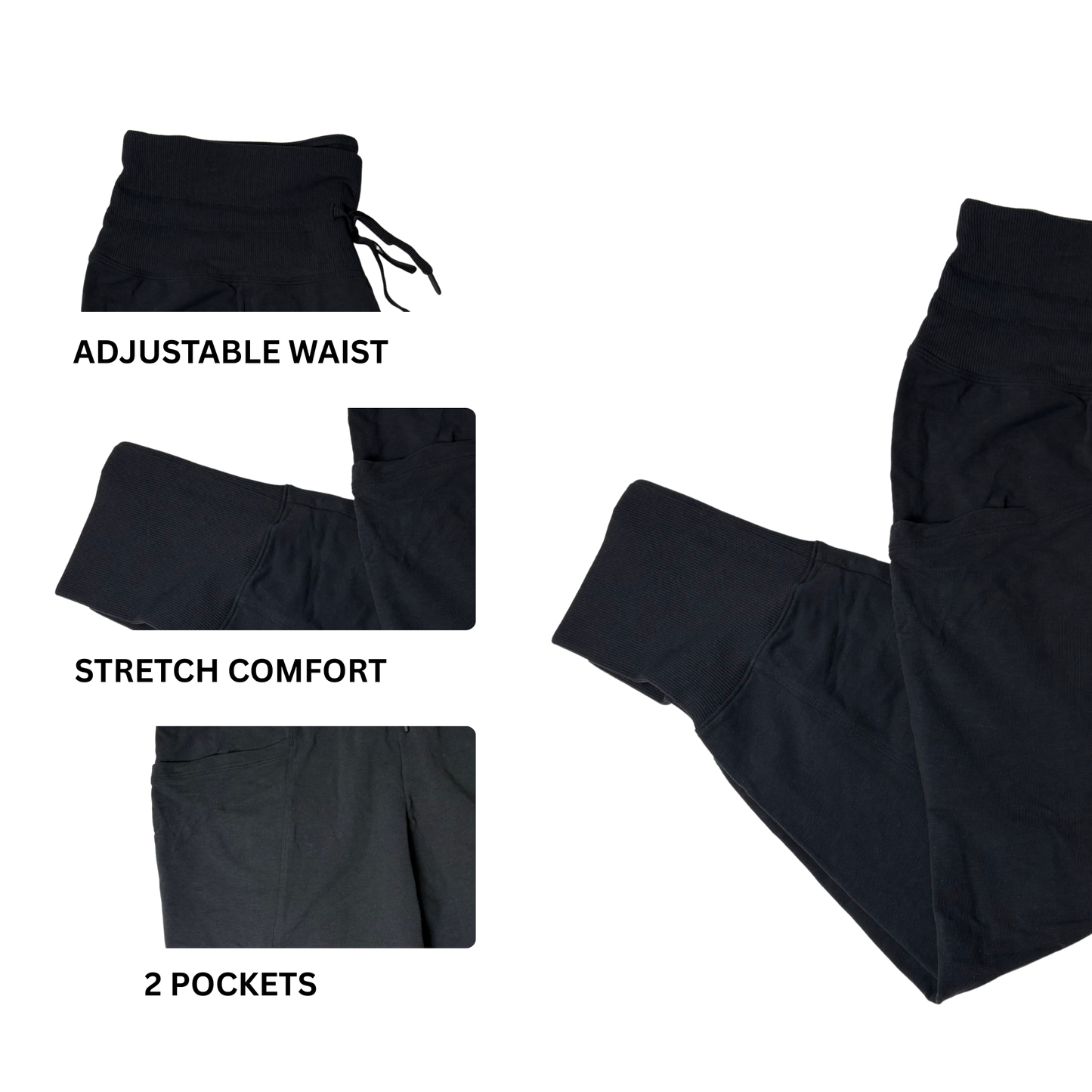 Women's Black High-Rise Joggers - XL