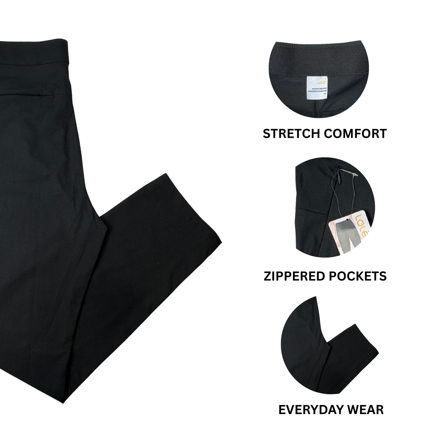 Women's Black Slim Legged Pants - 16