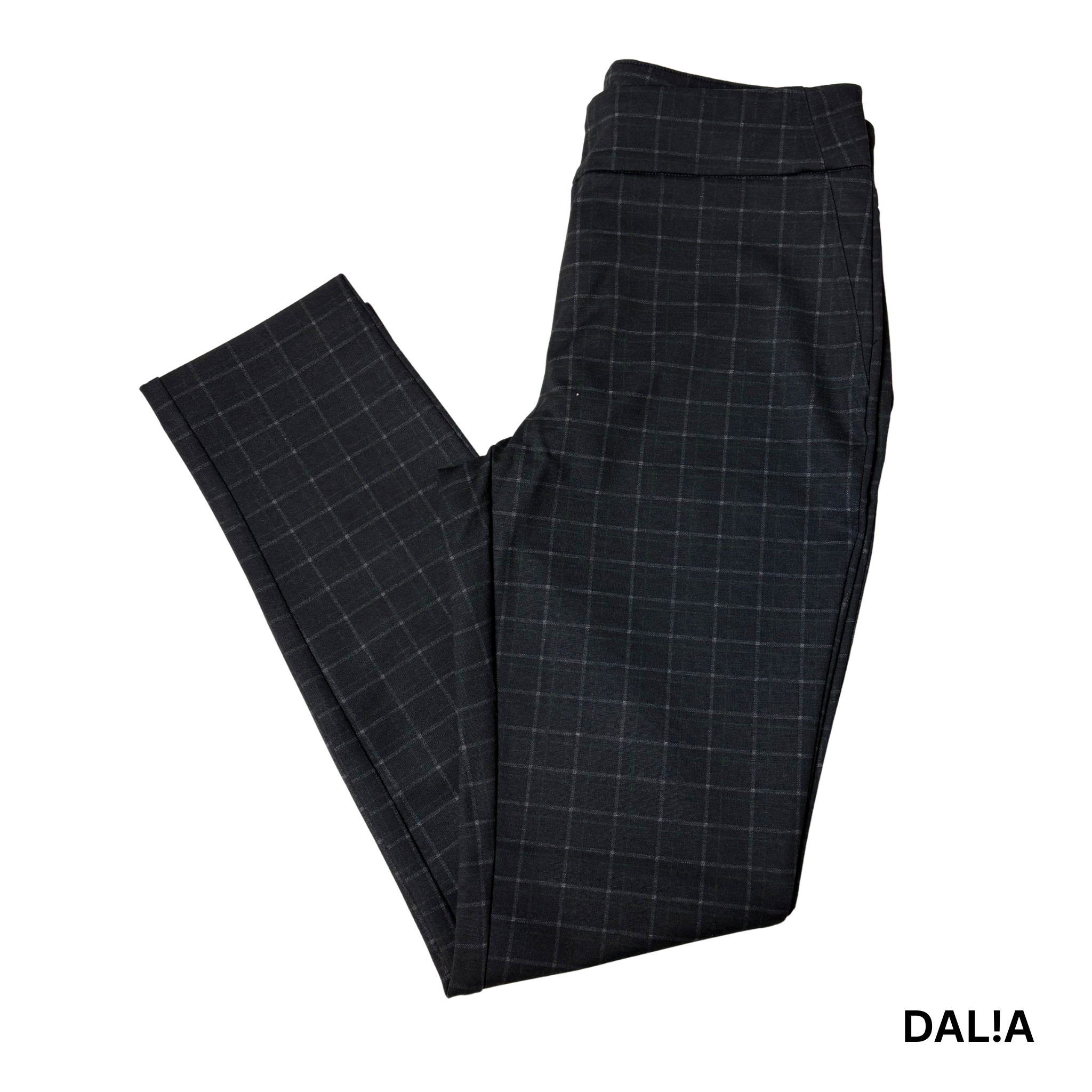 Women's Black and Green Plaid Stretch Dress Pants