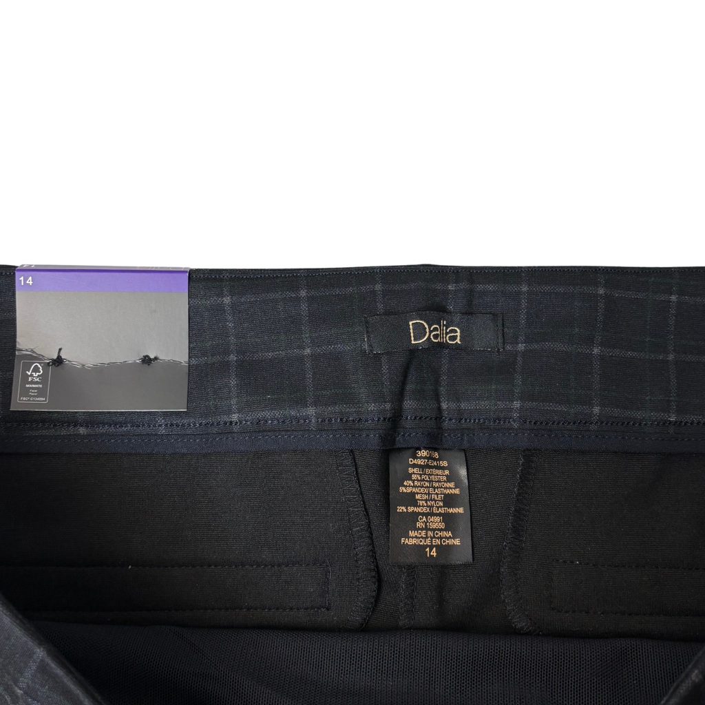 Women's Black and Green Plaid Stretch Dress Pants
