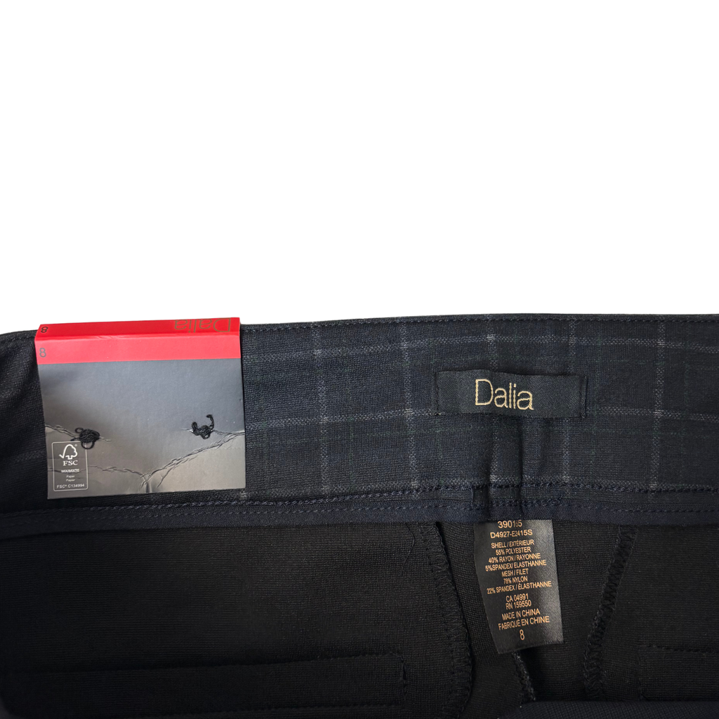 Women's Black and Green Plaid Stretch Dress Pants