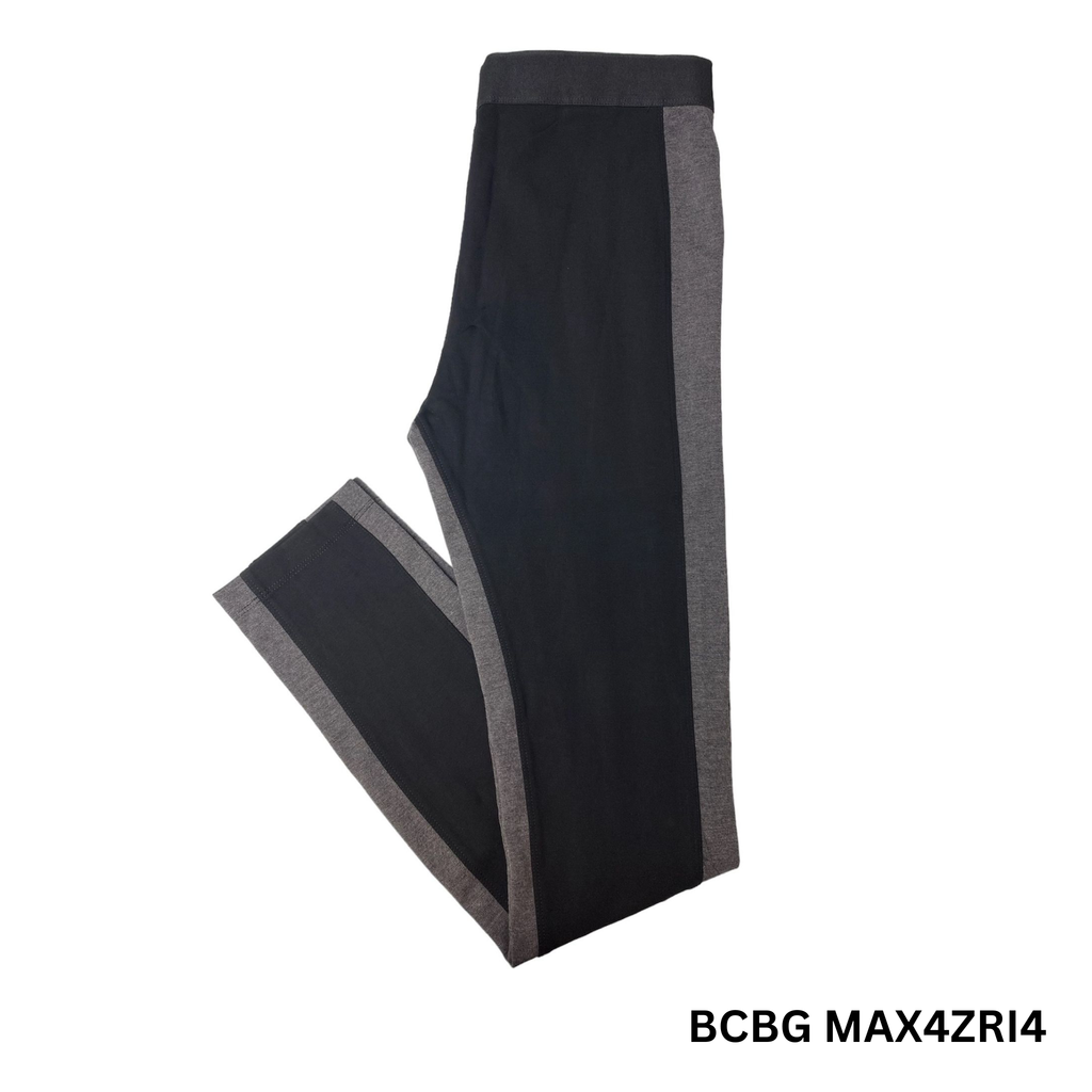Women's Black and Grey Elastic Waist Leggings - S