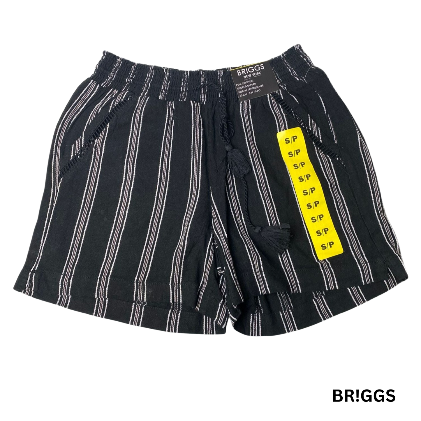 Women's Black and White Linen Blend Shorts - S